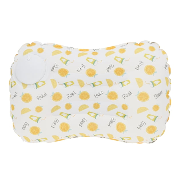 Almohada de Camping Inflable de 1 Pc con Acción de Bomba, Color Blanco Amarillo, Seda de Hielo
