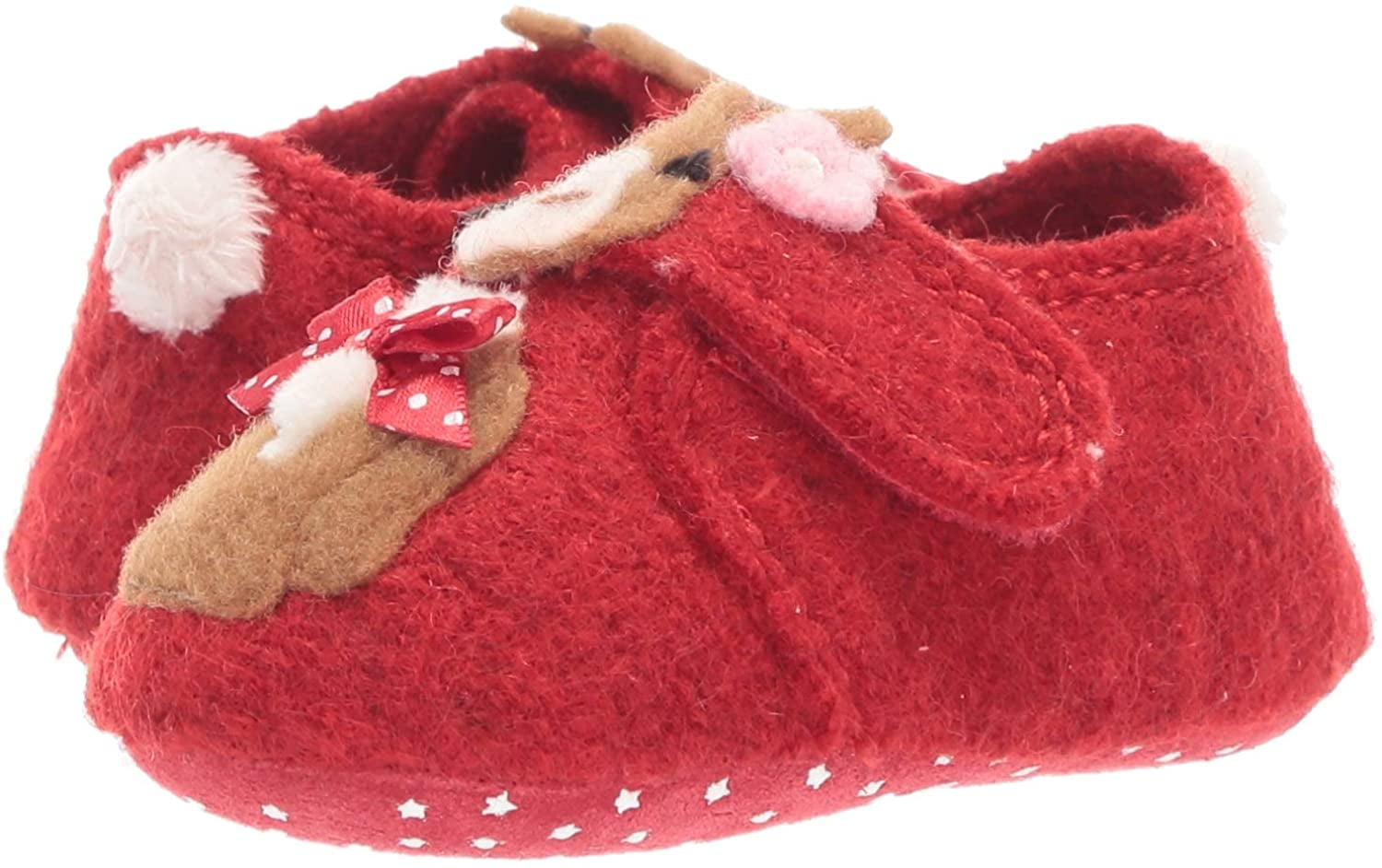 Living Kitzbuhel Boiled Wool No Slip Indoor Outdoor Baby Slipper Shoe Red Bunny 