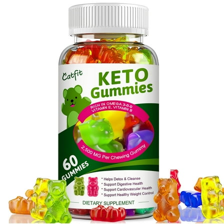 Catfit Fruit Flavored Keto Gummies, Ketogenic Candy Improve Sleep & Energy Support, 60 Count