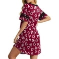 thumbnail image 4 of MINTREUS Women's Valentine's Day Nightgown Short Sleeve Nightshirt V Neck Sleep Shirt Loose Loungewear Casual Sleepwear S-3X, 4 of 8