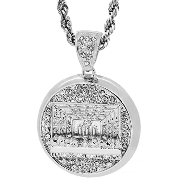 Silver Tone The Last Supper of Jesus Christ Men's Pendant with 30" Rope Chain