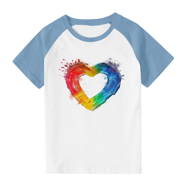 Zpanxa Girls Shirts Color Print Short Sleeve T Shirt Summer Oversized Crewneck Basic Tee With Polyester Spandex 7 Years