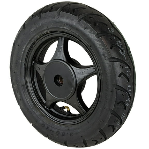 10" Inch Rear Wheel & 3.5-10 Tire Assembly for 50cc Scooter Moped GY6 QMB139 Roketa Maui MC-08-50 Longbo LB50QT-6 Zongshen ZS50QT-4 Sunny TaoTao Amigo Milano Beemer 50 Yongfuo YN50QT-8 (Black)