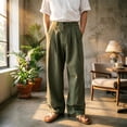 thumbnail image 2 of CONZONE Mens Baggy Pants Wide Leg Pants for Men Trendy Buttons Solid Soft Casual Joggers Pant With Pockets, 2 of 4