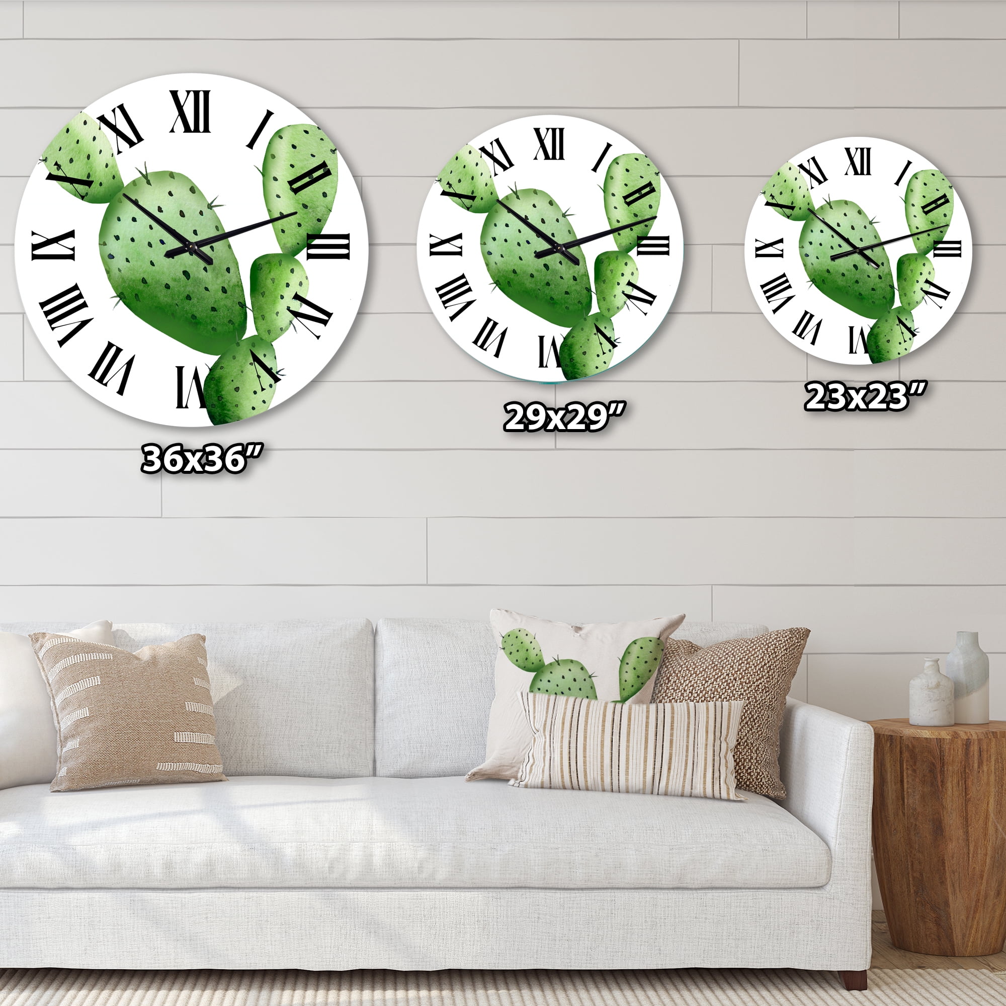 Designart 'Green Southwestern Cactus' Tropical Wall Clock