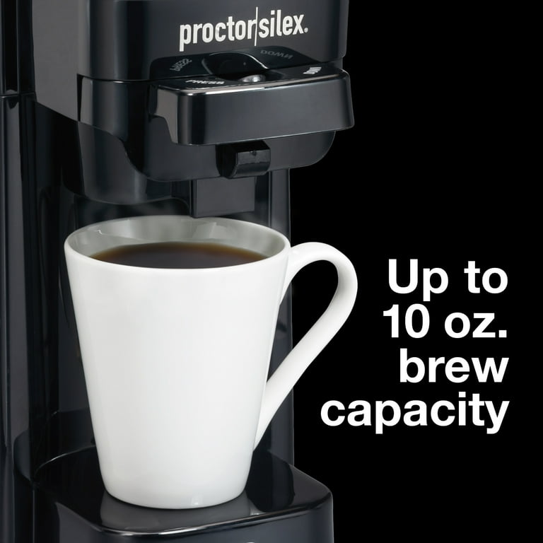 Proctor-Silex Single Serve Ground & Pod Coffee Maker, Black, Auto