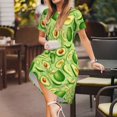 thumbnail image 3 of Balery Green Avocado Vestidos sueltos de manga corta para mujer, vestidos de verano 2025, vestidos casuales de corte A con vuelo., 3 of 6