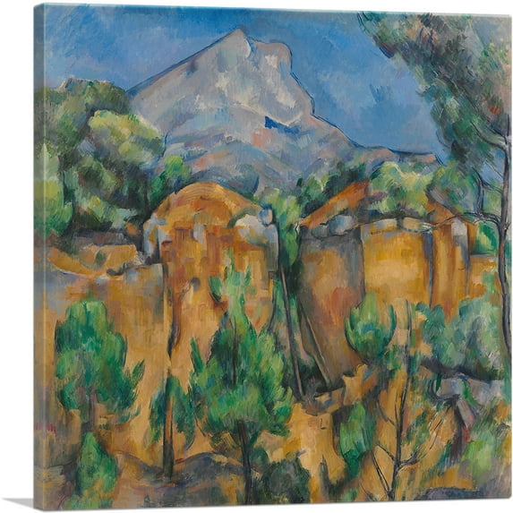 ARTCANVAS Mont Sainte Victoire Seen from the Bibemus Quarry 1897 Canvas Art Print by Paul Cezanne - Size: 12" x 12" (0.75" Deep)