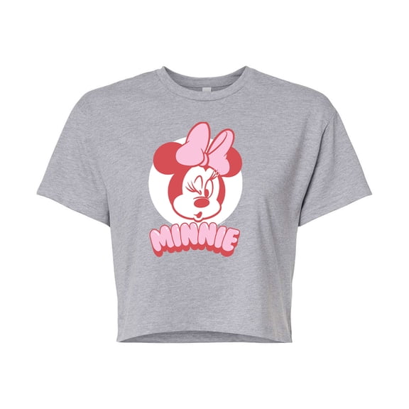 Mickey & Friends - Minnie Art - Juniors Cropped Cotton Blend T-Shirt