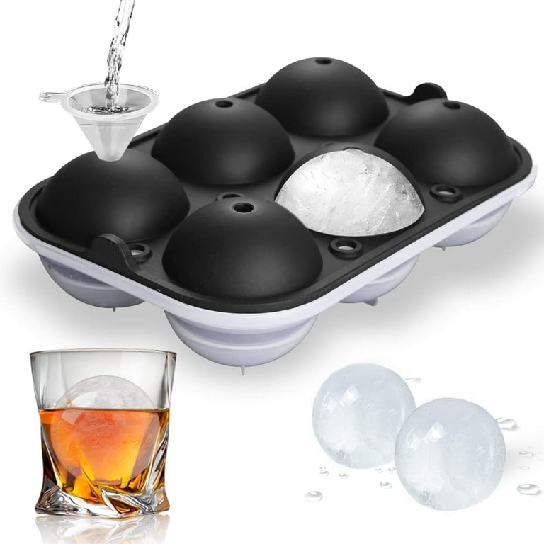 Ice Ball Maker, Reusable Ice Cube Mold, Easy Release Silicone Round Ice  Sphere Tray with Lids & Funnel for Whiskey, Cocktails & Bourbon 