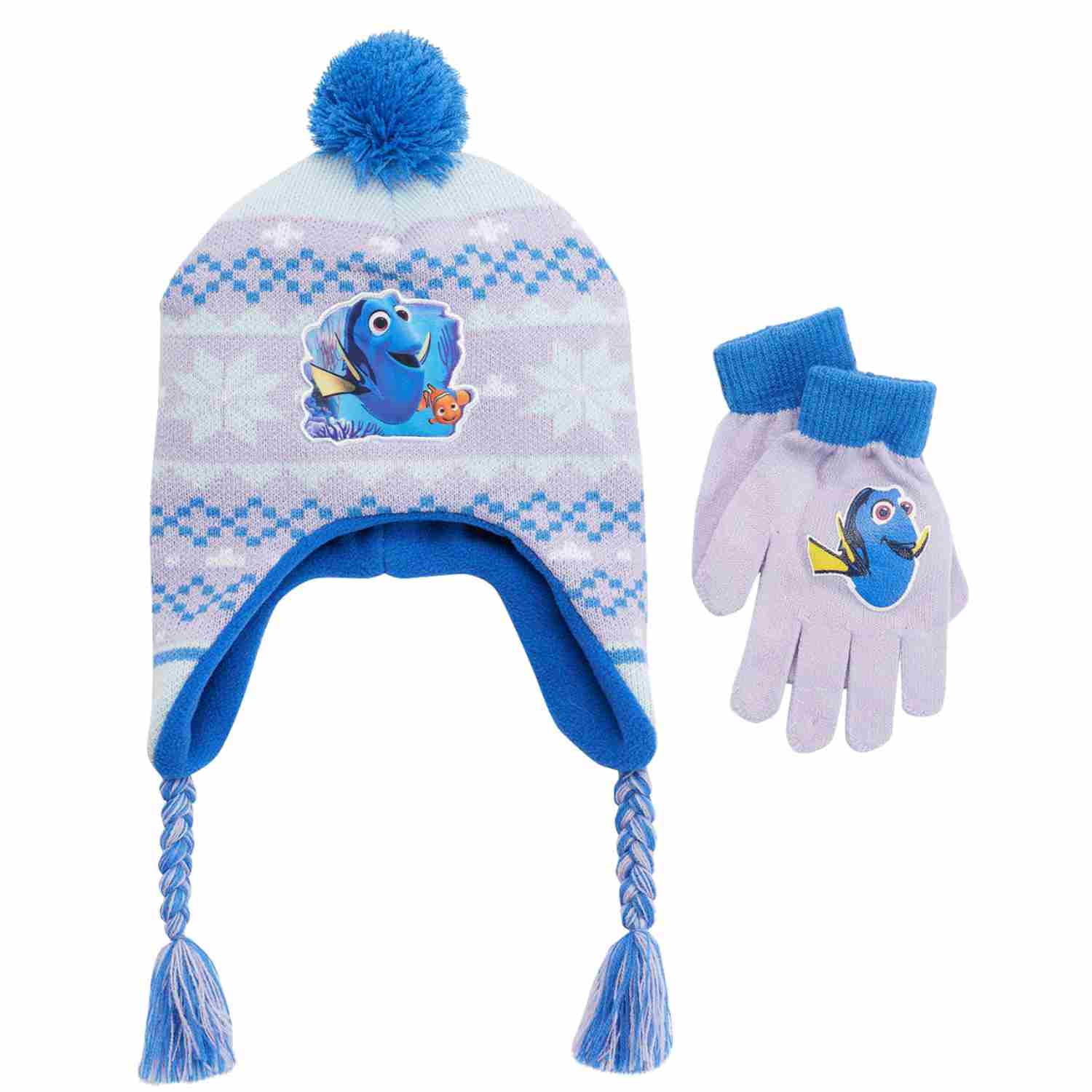 Girl's Disney Frozen Purple Blue Trapper Hat & Glove Set  NEW 