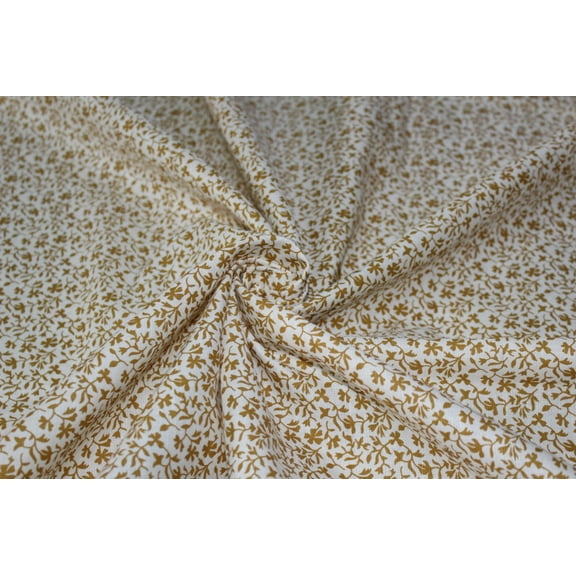 100% Linen Beautiful Gold Floral Print Fabric 58" wide [10130]