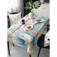 thumbnail image 2 of Teal Brown Beach Coastal Rectangle Tablecloth, Summer Nautical Coral Shell Botanical Vintage Waterproof & StainResistant Tablecloth, Washable Oil-proof Table Cover for Dining/Party/Wedding 54x108 In, 2 of 9