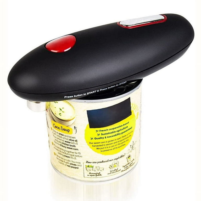 Kratax One Touch Can Opener: Auto Stop When Finished, Ergonomic, Smooth Edge, Food-Safe, Battery Operated Can Opener, Red Electric Can Opener