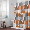 thumbnail image 5 of Burnt Orange Gray Geometric Fabric Shower Curtain Abstract Mid Century Washable Shower Curtains for Bathroom, Waterproof Bath Curtain with Hooks Home Decor 72x84in, 5 of 8