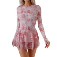 thumbnail image 2 of Minjewel One Piece Swimsuit Women Women's Long Sleeve Full Body Zip-Up Surfing Rashguard One-Piece Swimsuit Dive Suit for Swimming Snorkeling Spring Summer Water Sports Pink S, 2 of 6