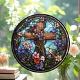 thumbnail image 2 of Boho Cross in Nature Suncatcher Stained Glass Window Hangings Sun Catchers Colorful Ornament Gifts for Women Mom Wife Halloween Christmas Housewarming, Stained Glass Ornament, 2 of 6