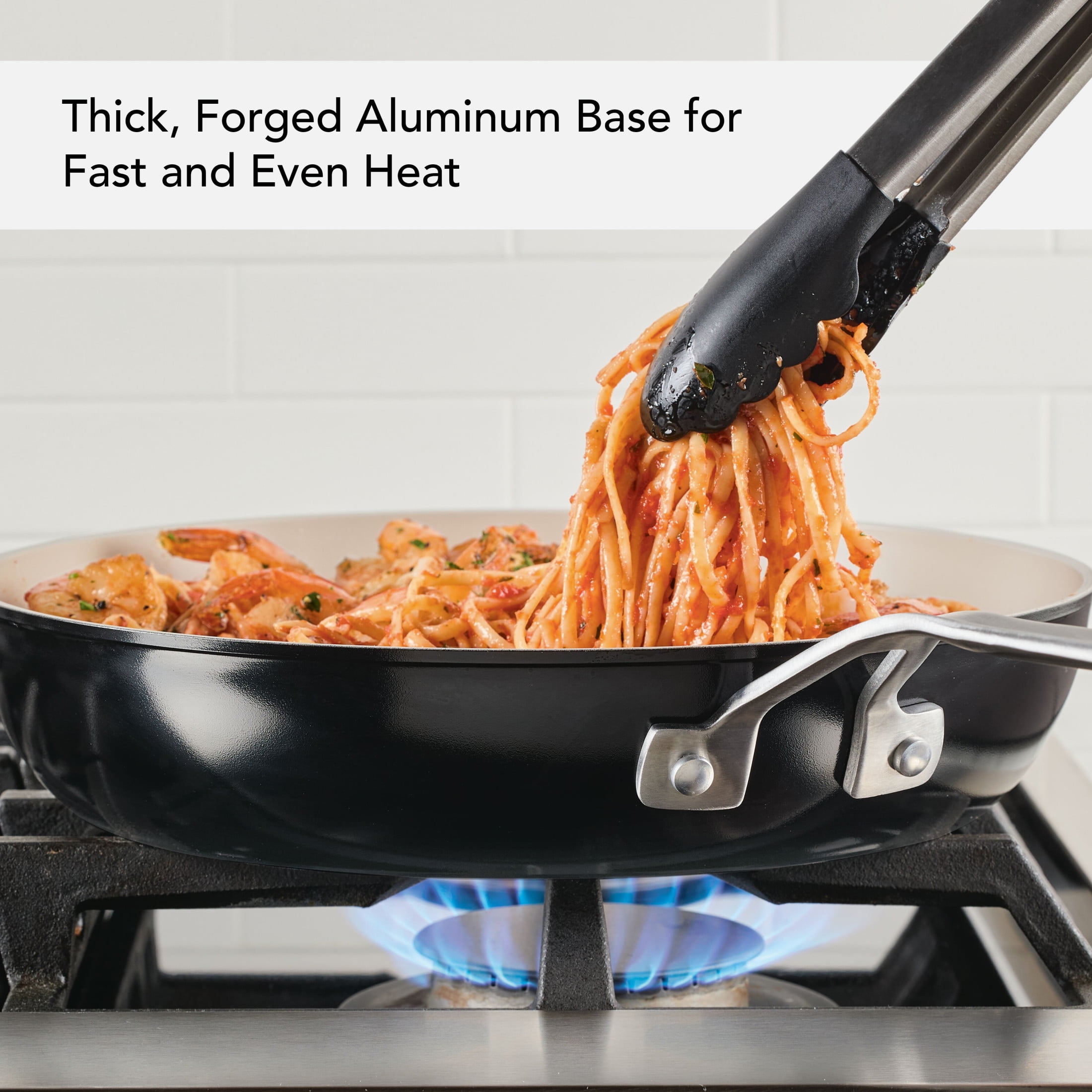 KitchenAid Ceramic Forged 12 Inch Nonstick Frying Pan, Dishwasher Safe and Oven Safe to 500°F, Onyx Black