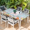 thumbnail image 2 of Easter Table Cloths for 3 Foot Rectangle Tables, Spring Watercolor Bunny Eggs Flower Wood Grain Blue Patio Waterproof Elastic Fitted Tablecloths, Washable Rectangular Table Cover for Camping, 2 of 8