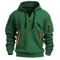 thumbnail image 2 of BXINGOHAI Cargo Hoodies for Men Tactical Sweatshirt Quarter Zip Cargo Pullover Hoodies Workout Gym Men Fashion Outdoor Hoodie Today Sales Green,3XL, 2 of 3