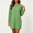 thumbnail image 2 of UKHCCC Women's Plus Dress for Women Loose Fit Long Sleeve Shift with Pockets Casual Flowy A-Line Midi Length Soft Cotton Solid Color Work Office Daily S-2XL, 2 of 9