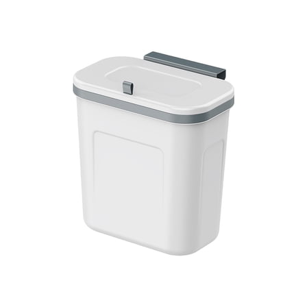 QISIWOLE Hanging Trash Can with Lid, 10 Kitchen Compost Bin for Counter Top or Under Sink, Small Plastic Waste Basket Wall Mounted Garbage Can for Cupboard/Bathroom/Bedroom/Office