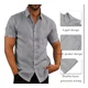 thumbnail image 3 of Camisa Cuello Para Hombre Lino Camisa Casual De Manga Corta, 3 of 7