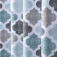 thumbnail image 4 of GlowSol 72"W x 84"L Shower Curtains Quatrefoil Tile Pattern Fabric Shower Curtains for Bathroom Cotton Blend Washable,Aqua Mint Gray, 1 Panel, 4 of 6