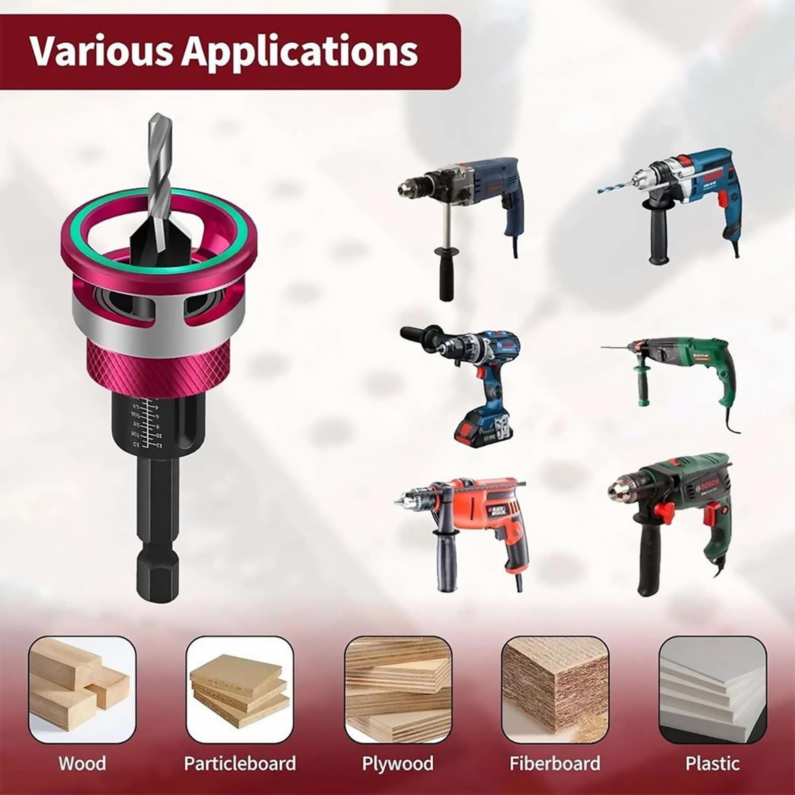GUYUTING Countersink Drill Bit Set 2.8x8mm 3.2x8mm 3.5x10mm 4x10mm Sizes for Wood Fibreboard Chipboard Drilling Tasks