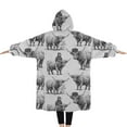 thumbnail image 2 of Oversized Wearable Blanket Hoodie,Gray Highland Cow Person Pattern Sherpa Blanket Hoodie with Super Pockets,Super Warm Fuzzy Pullover for Women & Men, 2 of 6