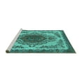 thumbnail image 2 of Ahgly Company Machine Washable Indoor Square Oriental Turquoise Blue Industrial Area Rugs, 8' Square, 2 of 4