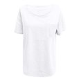 thumbnail image 4 of White S WIZUTIZ Tops Women's up to 65% Off Cotton Linen Plain Loose Fit Tshirt Crew Neck Sports Short Sleeve Tshirts Casual Ladies Tee Plus Cozy Style Tops T-shirt Fluffy Vintage Solid Shirts Blouse, 4 of 5