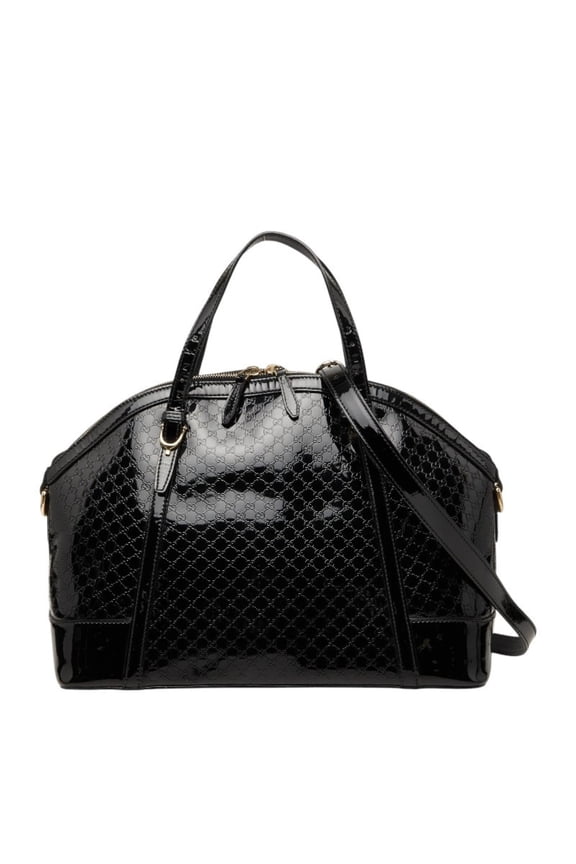 Pre-Owned Gucci Microguccissima Handbag Shoulder Bag 2WAY 309614 Black Enamel Women's GUCCI