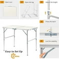 thumbnail image 5 of White Folding Table with Carrying Handle Height Adjustable Lightweight Portable for Indoor Outdoor Picnic,Camping,Hiking,Fishing,BBQ … (White, 4ft-3 Folds), 5 of 10