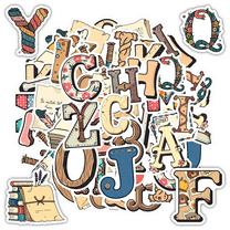 Vintage Alphabet Stickers Retro Letters Decorative Stickers for Laptops Suitcases Notebooks