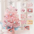 thumbnail image 3 of Mouliraty Tabletop Mini Christmas Tree with Lights, with Clear LED Lights Star Treetop and Ornaments Battery Operated Artificial Xmas Tree for Holiday Indoor Decor, Pink, 3 of 6
