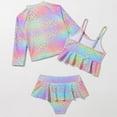 thumbnail image 4 of Qingpeng Girls Swimsuit Set Tankini Long Sleeve 3 Piece Bathing Suit 4-8Y, 4 of 6