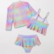 thumbnail image 4 of Odeerbi 4-8 Años Bikini de La Cuerda de La Playa de Verano de Las Niñas Con La Camisa de La Guardia de Las Erupciones Set Traje de Baño Gradiente Ropa de Playa Hawaiana, 4 of 6