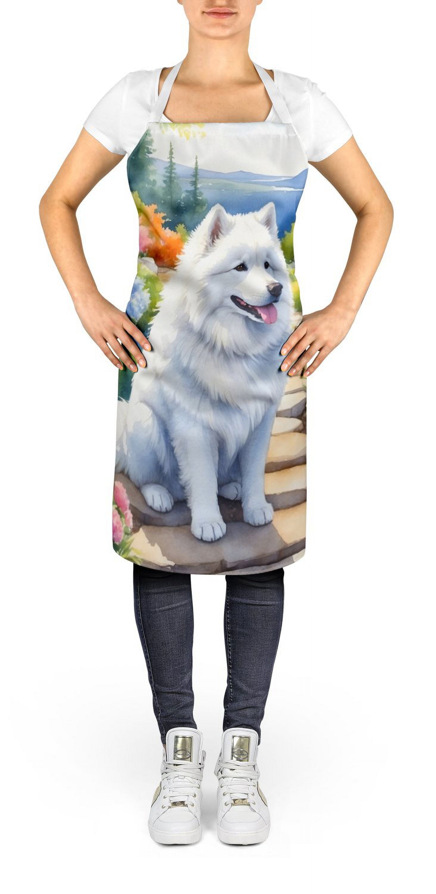 Samoyed Spring Path Apron 27 in x 30 in