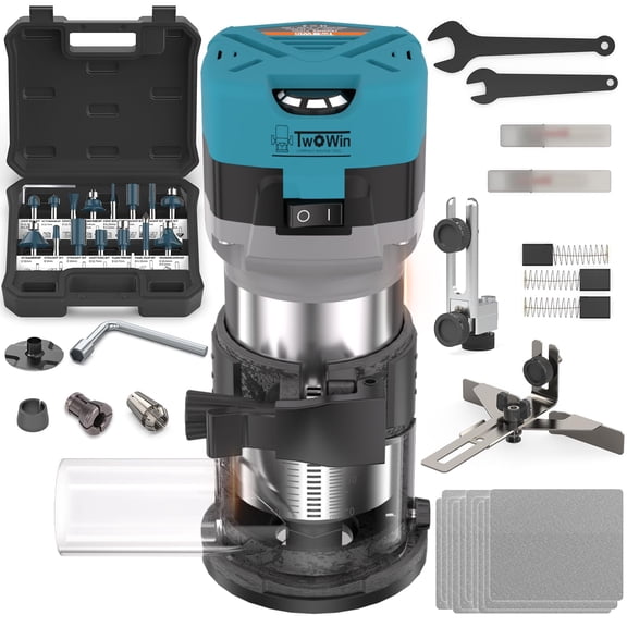 Router Tool, 6.5 Amp 1.25 HP Hand held Wood Router Tool, Compact Palm Trim Router for Woodworking, 6 Variable Speeds Fixed Base Laminate Router Woodworking Tool with Dust Hood 15PCS Router Bits