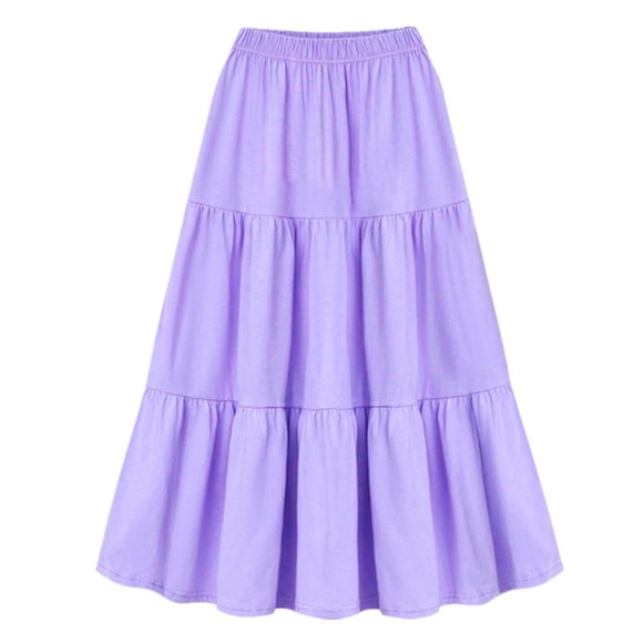 RKSTN Skirts for Women Fashion Casual Solid Color High Waist Midi Skirt Plus Size Soft Pleated Medium Length Skirt