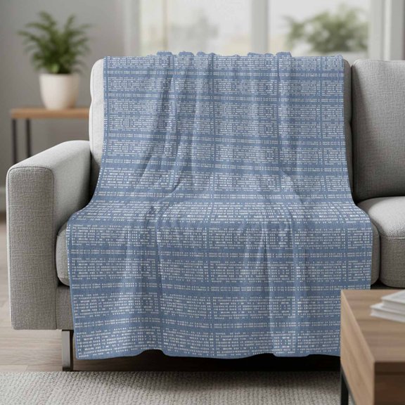 Flannel Fleece Throw Blankets Gradient Blue Boho Geometric Throws Blankets, Modern Minimalist Art Lightweight Soft Warm Blanket for Couch Sofa Bed Living Room All Season Use, 30x40in