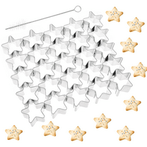 25 Cavity Mini Cookie Cutters With Cleaning Brushes Stainless Steel Star Cookie Cutter Silver Baking DIY Tools for Baking
