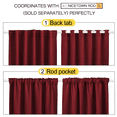 thumbnail image 5 of NICETOWN Thermal Insulated Blackout Curtains Back Tab and Rod Pocket Window Curtains for Dining Room 52x108 inch Burgundy Red, 2 Panels, 5 of 8