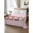 thumbnail image 2 of Valentines Flowers Queen Size Flat Sheet, Wrinkleproof & Fadeproof Cooling Flat Bed Sheet Only, Watercolor Floral Botanical Pink Plaid Breathable Soft Bedding Top Sheets 90 x 102 Inches, 2 of 8