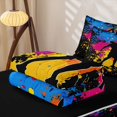 thumbnail image 5 of Homewish Colorful Splashing Ink Zipper Twin Comforter Sets with Fitted Sheet and 2 Pillowcases,Boys Ball Games Zipper Bedding Set For Kids,Black Reversible,4-Piece, 5 of 7