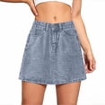 thumbnail image 2 of SEMPAI Womens Summer Mini Denim Skort High Waisted A-Line Stretchy Jean Skirts Trendy Casual Denim Shorts with Pockets, 2 of 5