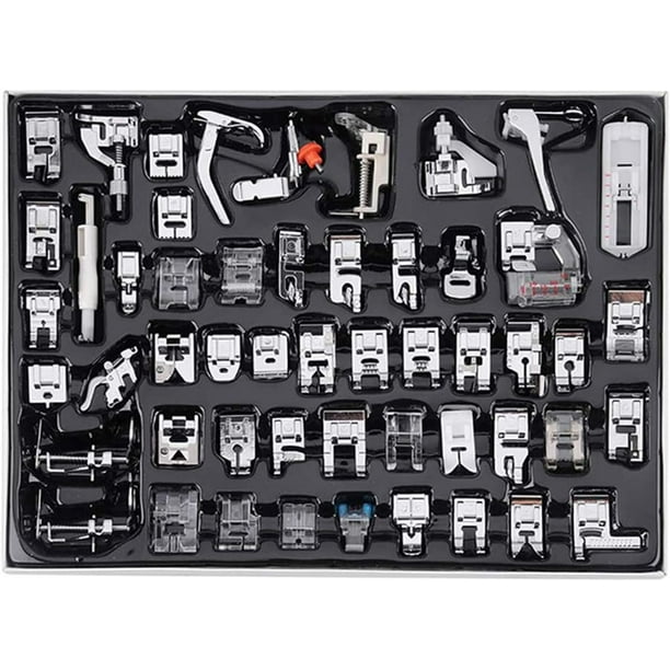 Kit de 52 prensatelas para máquina de coser multifuncional para el hogar, accesorios para prensatelas para dobladillos de máquinas de coser Babylock, Janome, Brother, Singer y Toyota