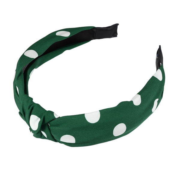 Polka Dot Headband, Knotted Headband for Women, Top Knot Elastic Hairband Hair Hoop, Non-Slip Wide Headband Hair Accessories, Green