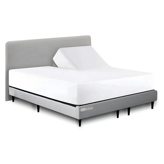 King Split Top Flex Fitted Sheet 1000 TC Egyptian Cotton - 32" Split - Adjustable Bed Sheet - 15" Pocket - White